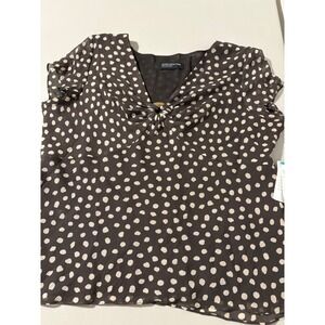 Jones New York Collection Brown‎ Polka Dot Blouse Top Size 16 NWT